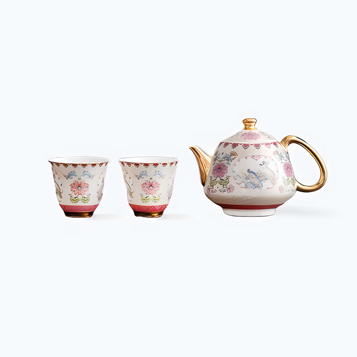 Pink Enamel Ceramic Coffee & Tea Set