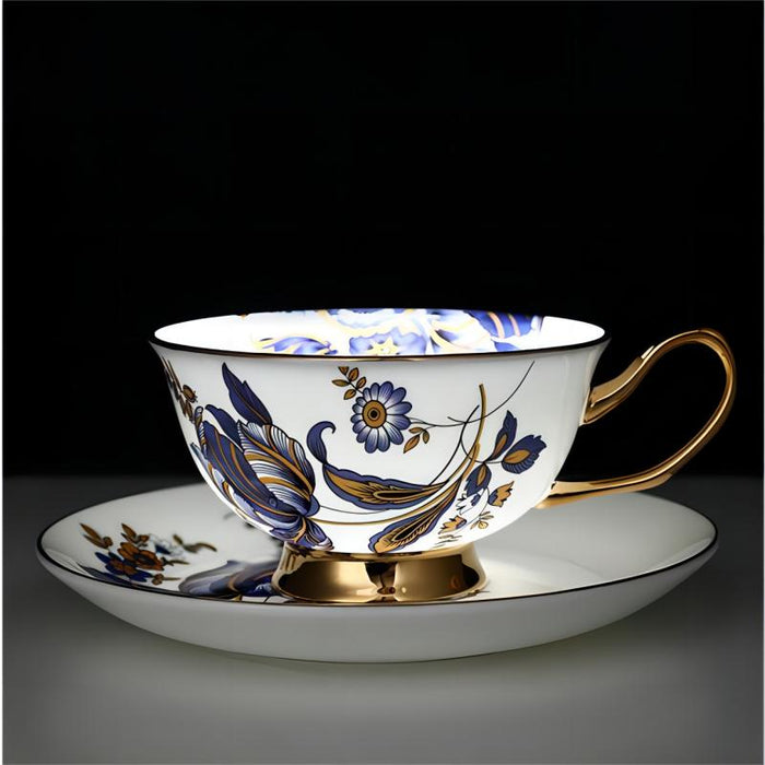 Bone China Golden Rim Coffee Cup and Saucer Set