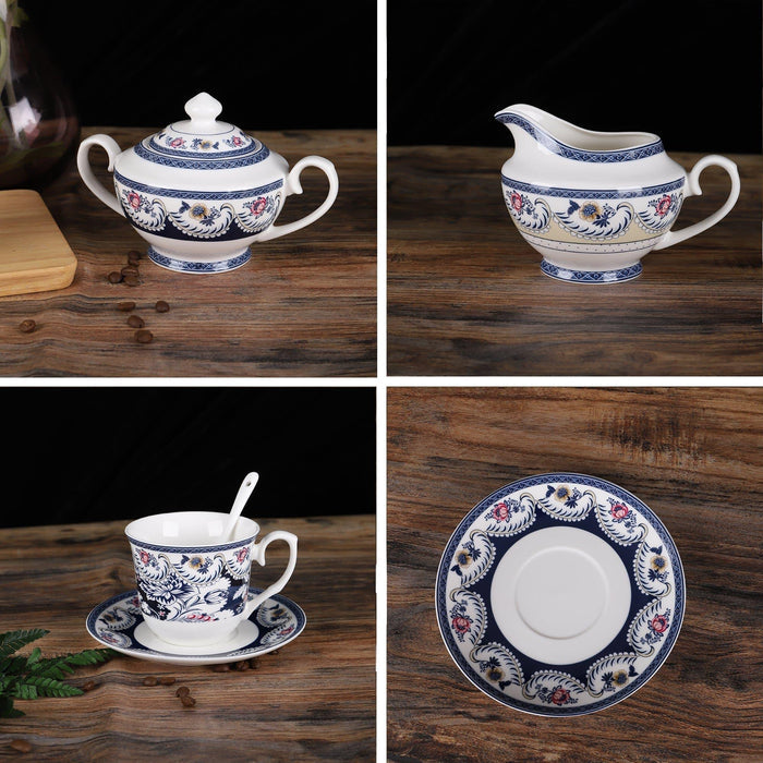 15 Pieces Blue Vintage China Tea Set - HauSweet