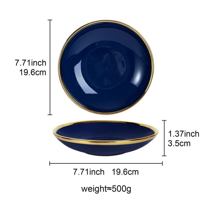 Navy Blue Porcelain Pasta Bowl Set