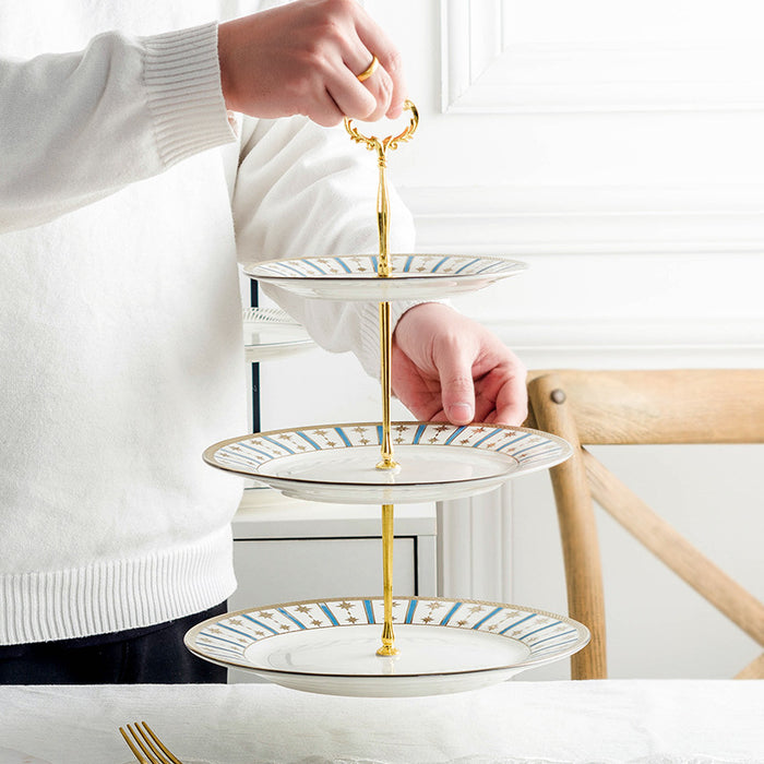 Nordic White Light Luxury 3 Tier Ceramic Cake Stand