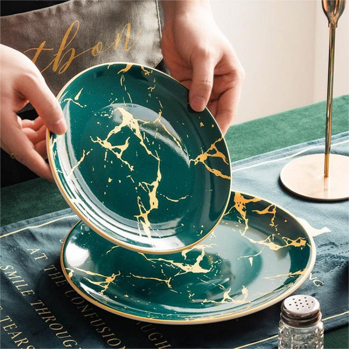 European Marble Pattern Ceramic Plate