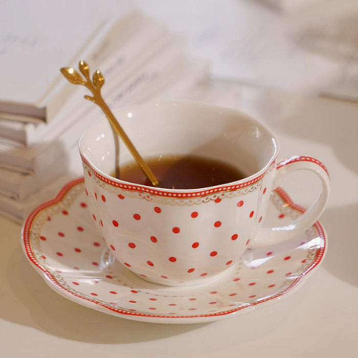 Polka Dot Striped Designed Procelain Modern Tea Set
