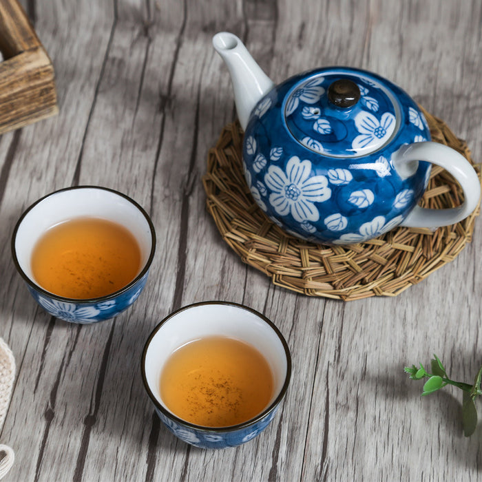 Blue And White Floral Kungfu Tea Set