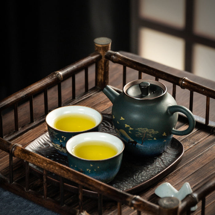 Japanese-Style Ink Color Ceramic Tea Set-4