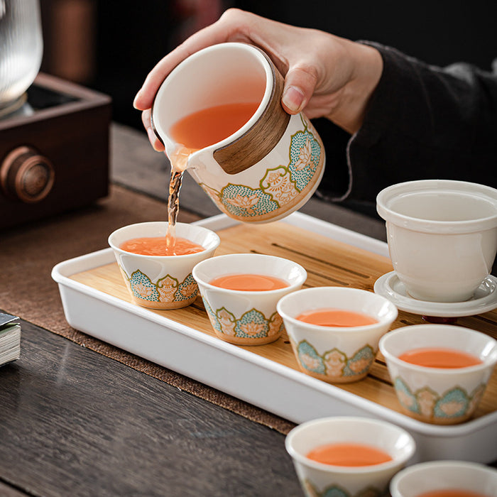 Chinese Floral Ceramic Kung Fu Tea Set