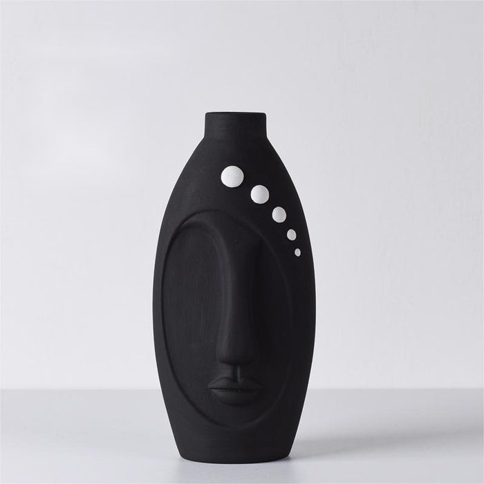 Nordic Black And White Face Ceramic Vase