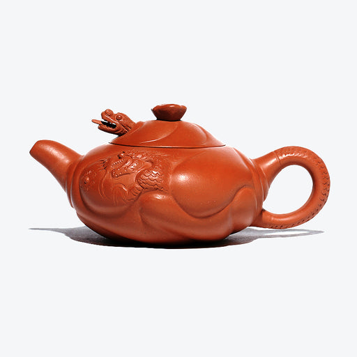 Fish Dragon Handmade Purple Clay Teapot-1