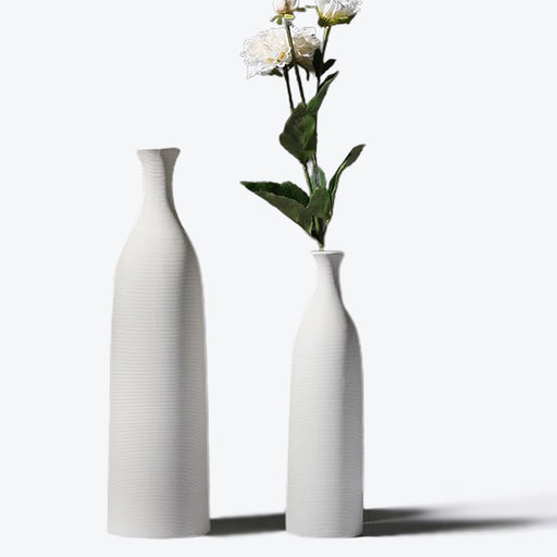 White Horizontal Striped Ceramic Vase-1