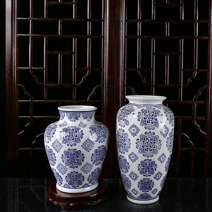 Blue Flower Chinoiserie Porcelain Vase-10