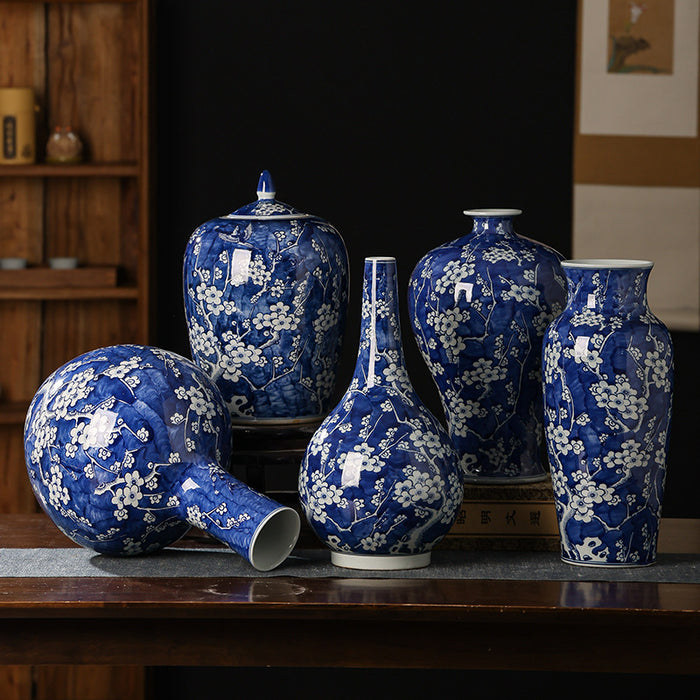 Hand-Painted Plum Blossom Chinoiserie Porcelain Vase-8