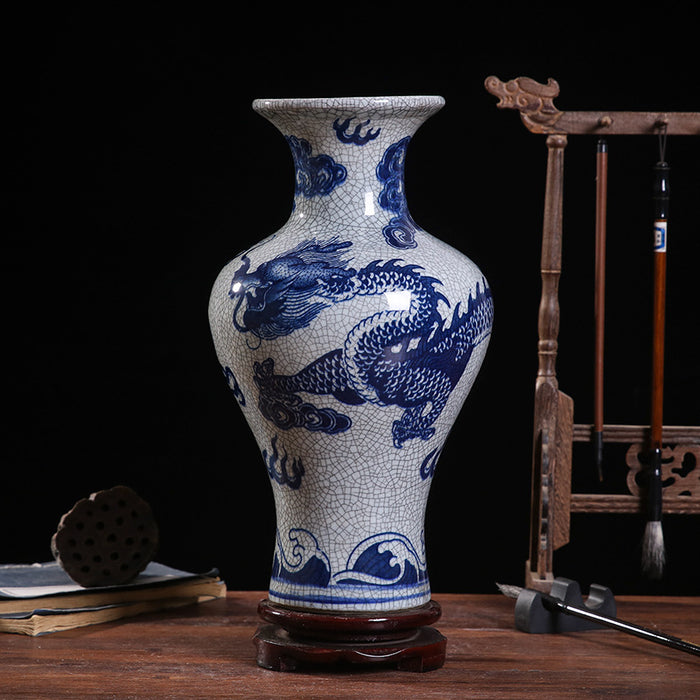Jingdezhen Hand-Painted Dragon Crackle Glazed Vase-11