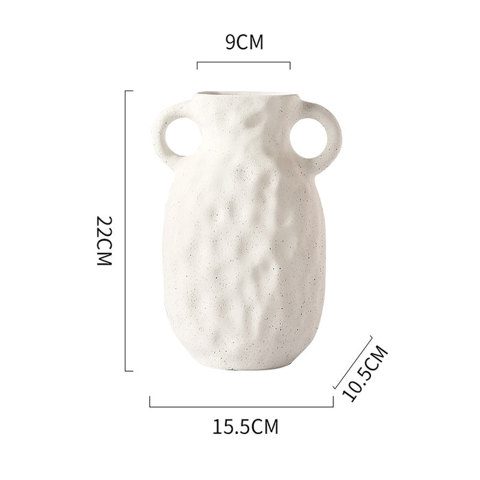 Nordic Frosted Matte Dot Ceramic Vase with Handle-7