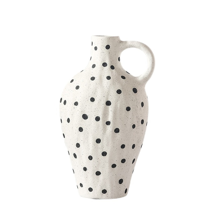 Nordic Frosted Matte Dot Ceramic Vase with Handle-8