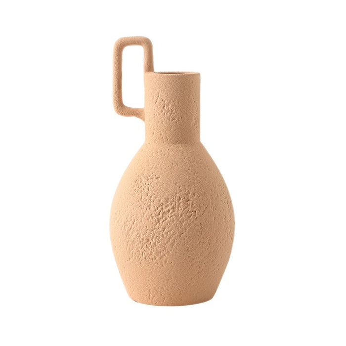 Matte Simple Solid Color Ceramic Vase with Handle-6