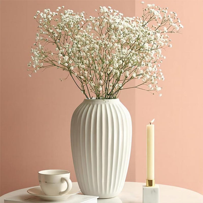 Nordic Simple Vertical Striped Ceramic Vase-10
