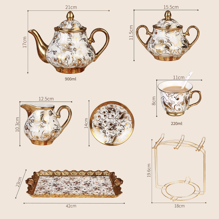 Gold Rim English Flower Tea Set-4
