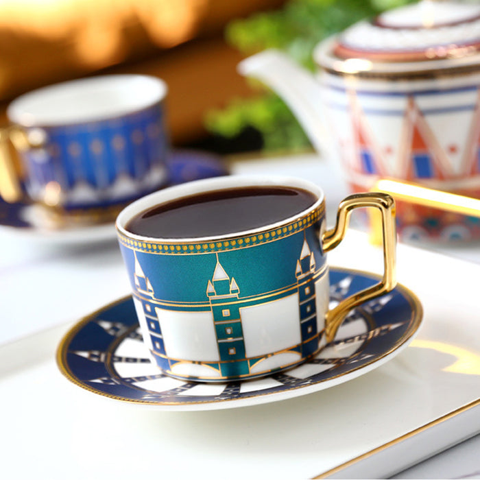 British Architecture Gold Trim Ceramic Tea Set-6