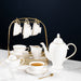 Modern White Bone China Gold Trim Ceramic Tea Set-4