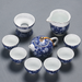 Blue and White Flower Ceramic Kung Fu Tea Set-5