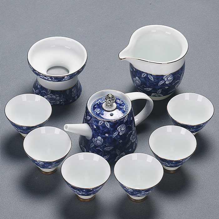Blue and White Flower Ceramic Kung Fu Tea Set-8