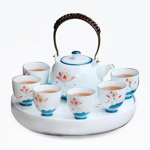 Chinese Classical Lotus Ceramic Kung Fu Tea Set-1