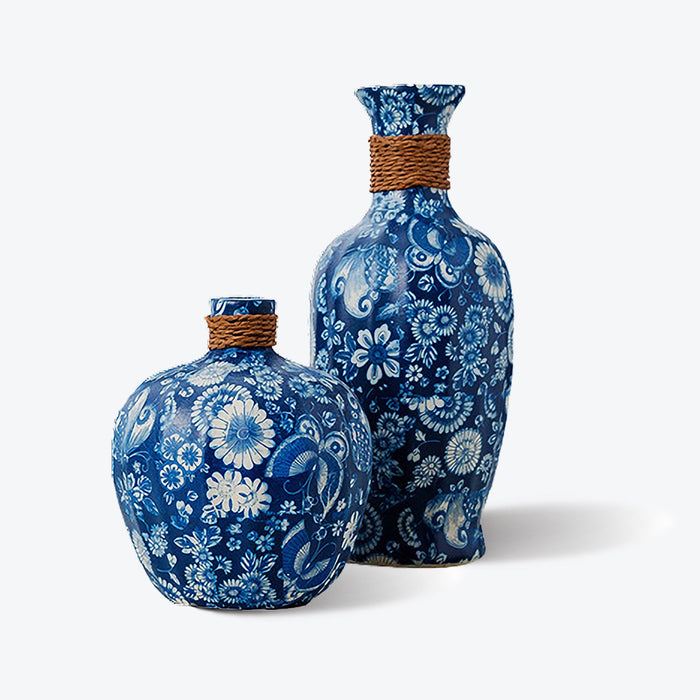 Blue And White Liscio Japanese Style Vases
