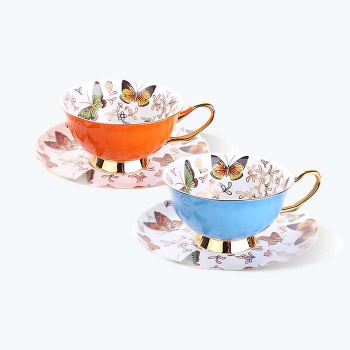 Set of 2 Butterfly Cup And Saucers