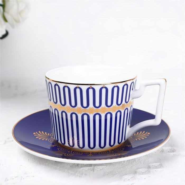 Gold Rim Bone China Cup and Saucer