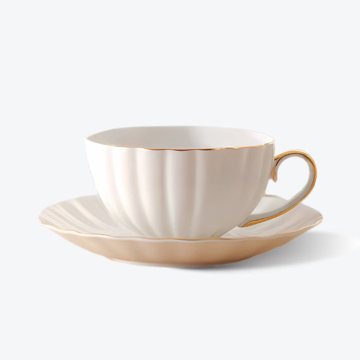 European Gold Embossed Coffee Cup And Saucer