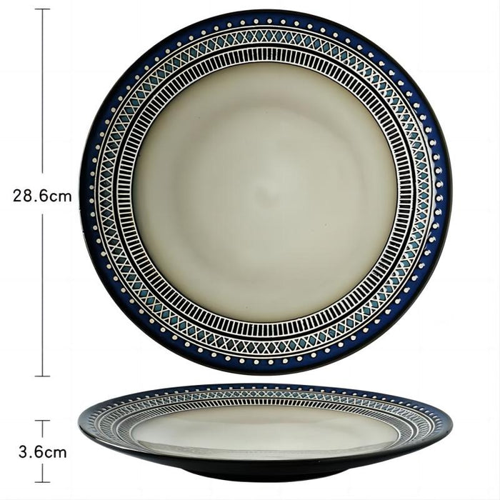 Embossed Reactive Glaze Stoneware Plate