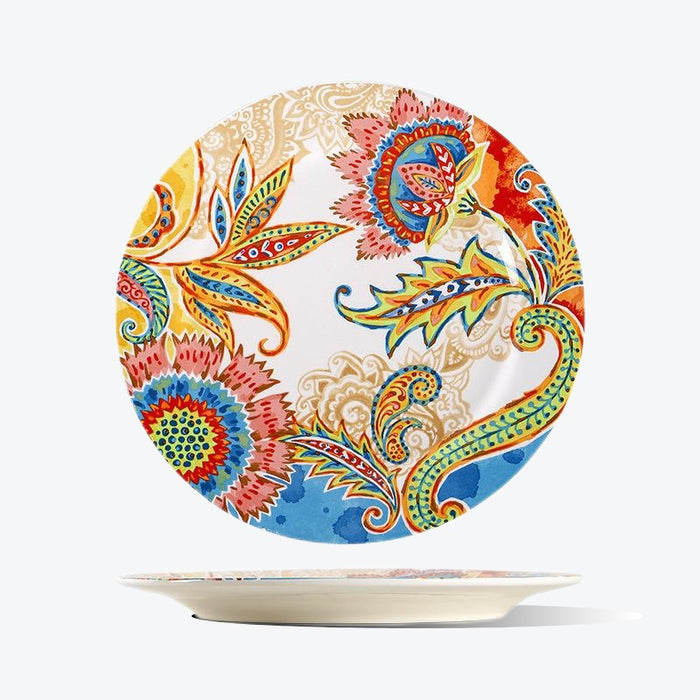 Bohemian Hand-painted Flower Plate