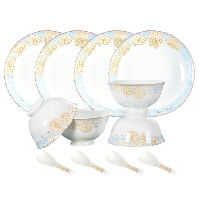 Blue And Yellow Flower Good Time Dinner Set