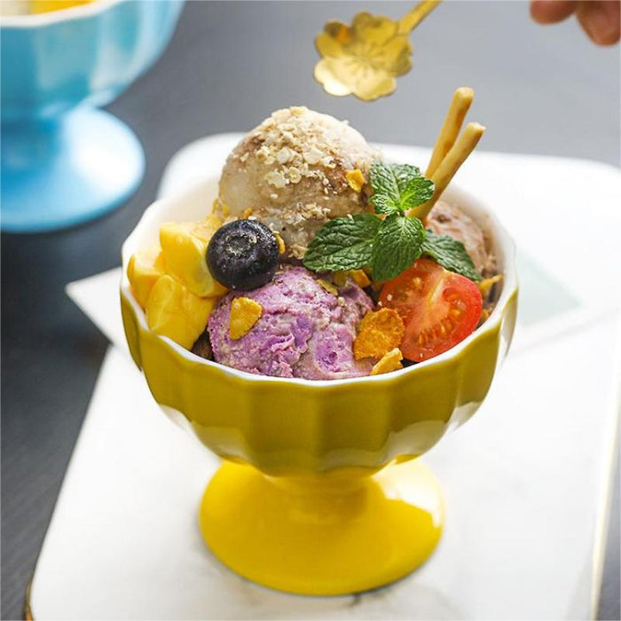 Yellow Creative Ceramic Ice Cream Cup Goblet