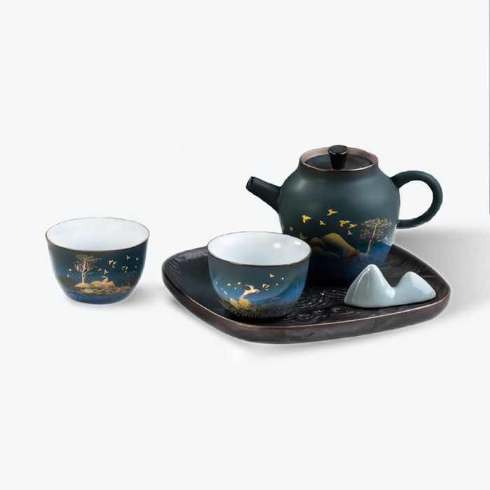 Japanese-Style Ink Color Ceramic Tea Set-1