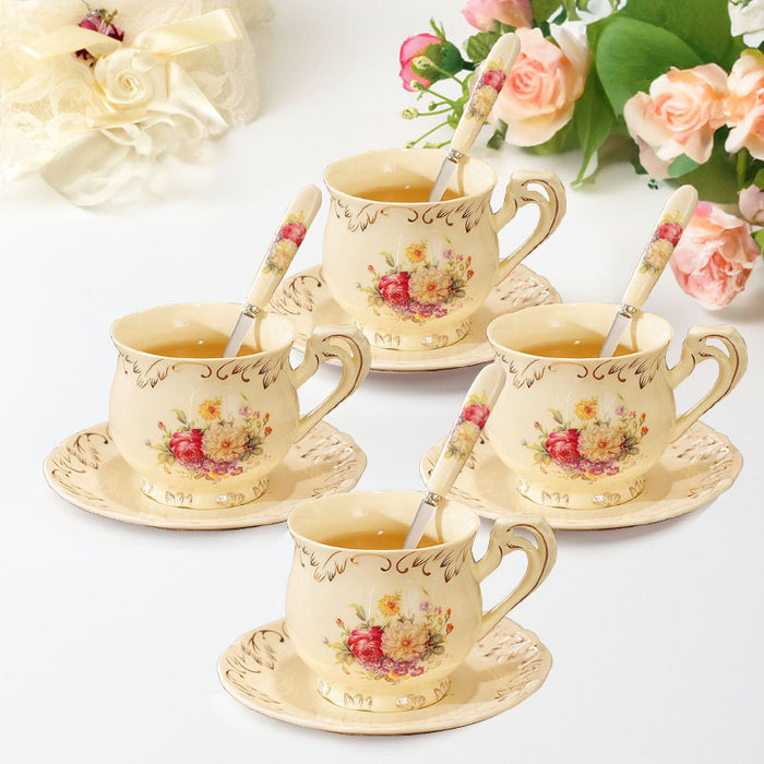 European Rose Ivory Porcelain Coffee Set-2