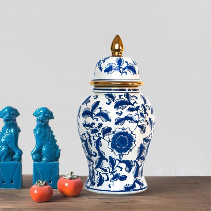 Chinoiserie Blue and White Porcelain Ginger Jar