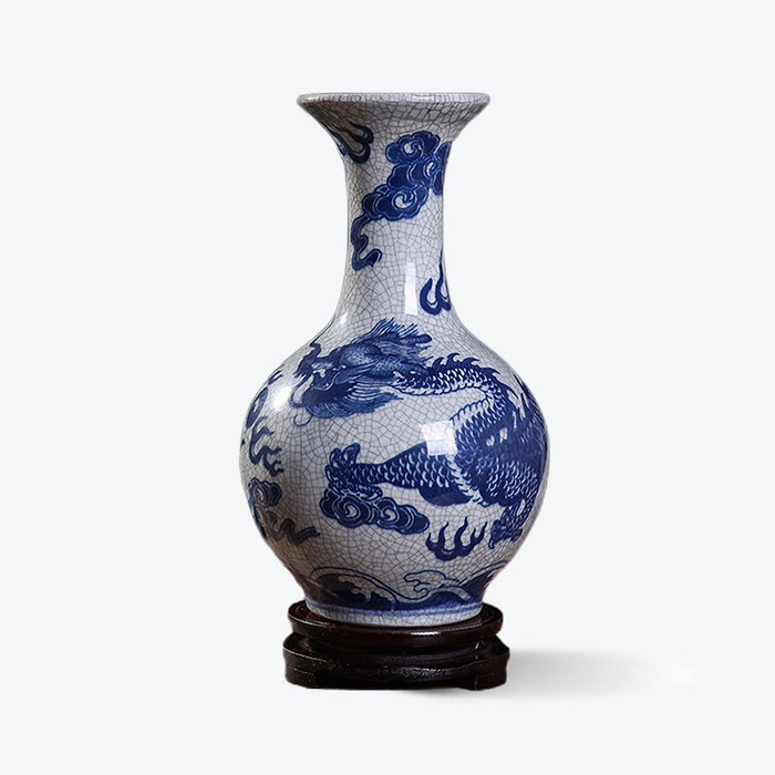Jingdezhen Hand-Painted Dragon Blue and White Porcelain Vase