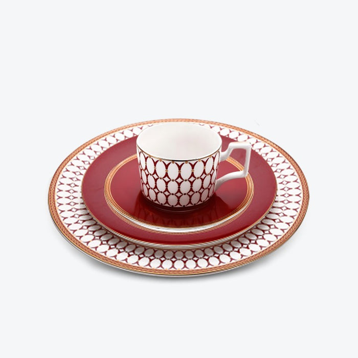 Red Modern Bone China Dinnerset with Coffee Cup,Dinner Plate