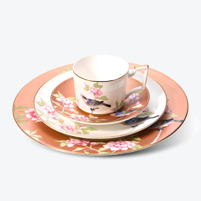 British Flower Bird Bone China Dinnerset with Coffee Cup,Dinner Plate