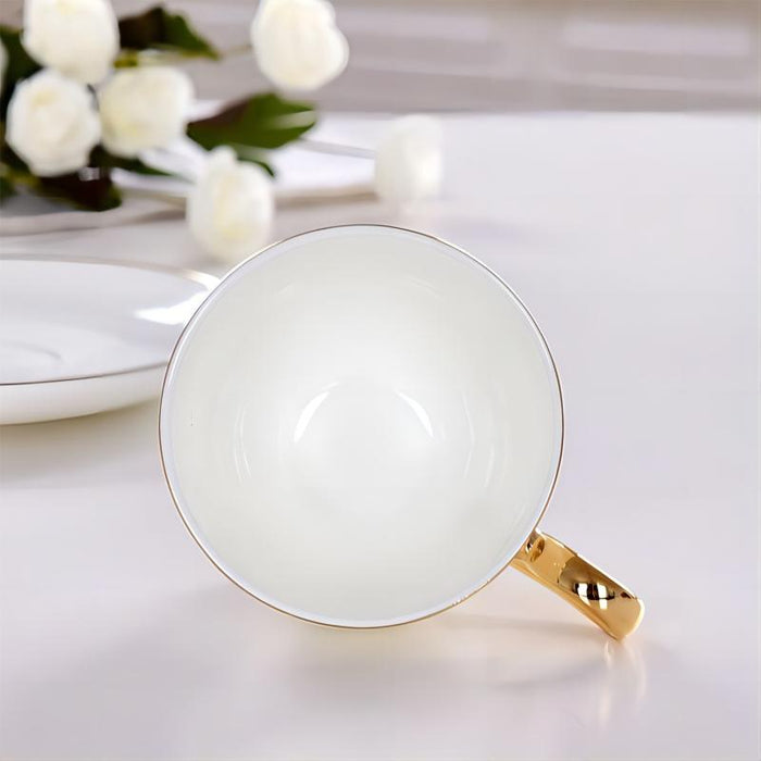 Gold Rim Bone China Coffee Cup and Saucer Set