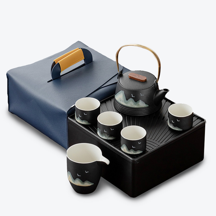 Japanese-Style Ink Color Ceramic Tea Set-7