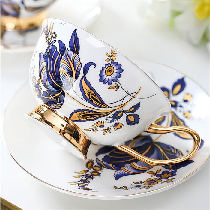 Bone China Golden Rim Coffee Cup and Saucer Set