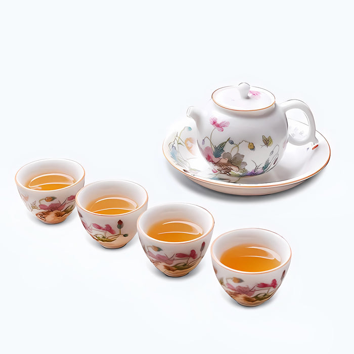 Floral Ceramic Kung Fu Tea Set