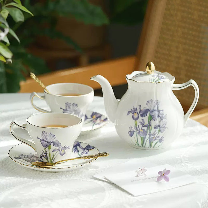 British Iris flower Porcelain Tea Set-5