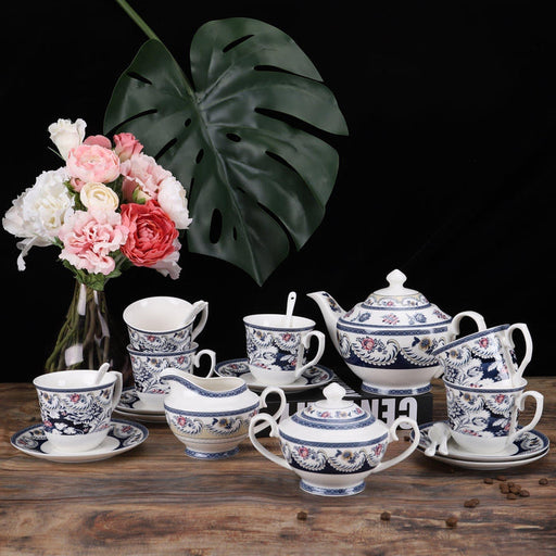 15 Pieces Blue Vintage China Tea Set - HauSweet