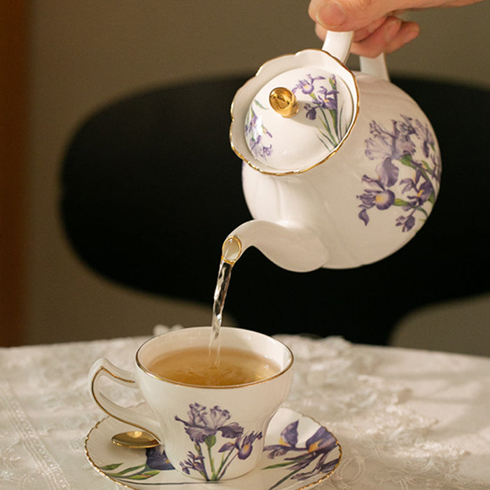 British Iris flower Porcelain Tea Set-2