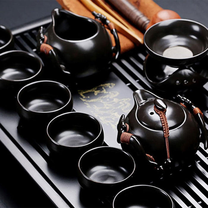 Black Chinese Ceramic Tea Set - HauSweet