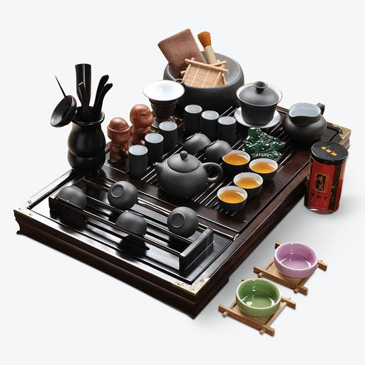 Black Ceramic Kung Fu Tea Set - HauSweet