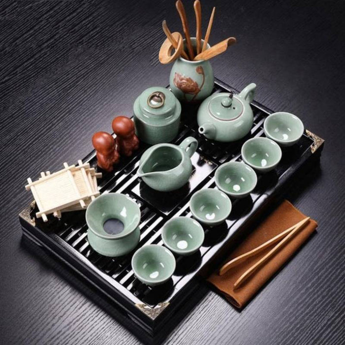 Green Chinese Ceramic Tea Set